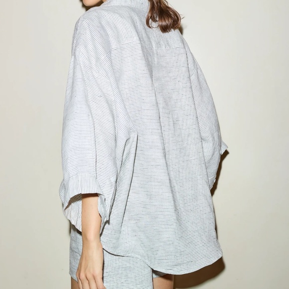 DEIJI STUDIOS The 03 Set in Pinstripe Stonewashed French Linen Size S M - Picture 3 of 16